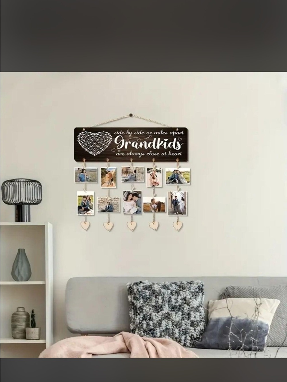 Grandkids Photo Display Wall Hanging - Black